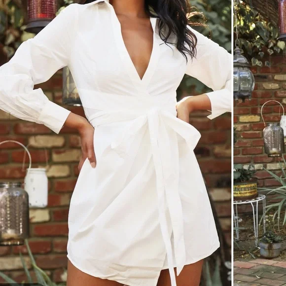 white shirt dress fashion nova Maasai Luanda Dress main image 1